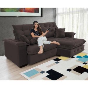 Sofá Coliseu 2.00m Retrátil e Reclinável Super Pillow - Marrom