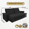 Sofá Coliseu 2.00m Retrátil e Reclinável Super Pillow - Preto - 2