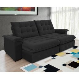 Sofá Coliseu 2.00m Retrátil e Reclinável Super Pillow - Preto - 3