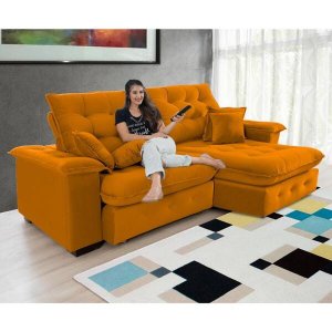 Sofá Coliseu 2.00m Retrátil e Reclinável Super Pillow - Terra