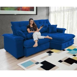 Sofá Coliseu 2.30m Retrátil e Reclinável Super Pillow - Azul - 1