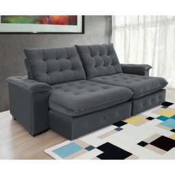 Sofá Coliseu 2.30m Retrátil e Reclinável Super Pillow - Chumbo - 2