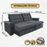 Sofá Coliseu 2.30m Retrátil e Reclinável Super Pillow - Chumbo - 4