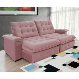 Sofá Coliseu 2.30m Retrátil e Reclinável Super Pillow - Rosê - 2