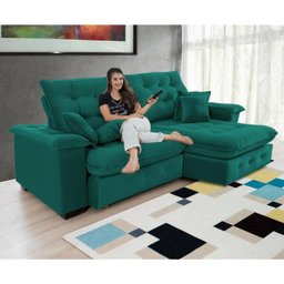 Sofá Coliseu 2.30m Retrátil e Reclinável Super Pillow - Verde - 1
