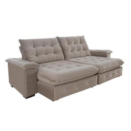 Sofá Coliseu 2.60m Retrátil e Reclinável Super Pillow - Avelã - 4