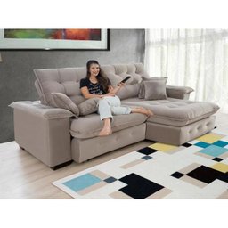 Sofá Coliseu 2.60m Retrátil e Reclinável Super Pillow - Avelã - 1