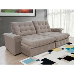 Sofá Coliseu 2.60m Retrátil e Reclinável Super Pillow - Avelã - 3