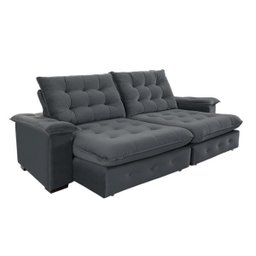 Sofá Coliseu 2.60m Retrátil e Reclinável Super Pillow - Chumbo - 4