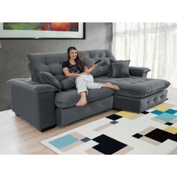Sofá Coliseu 2.60m Retrátil e Reclinável Super Pillow - Chumbo - 1