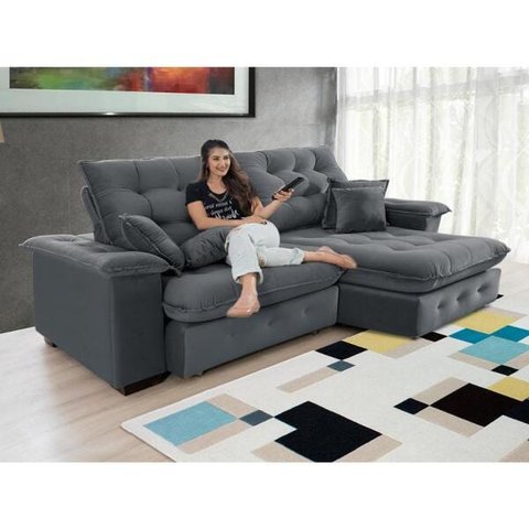 Sofá Coliseu 2.60m Retrátil e Reclinável Super Pillow