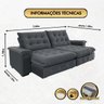 Sofá Coliseu 2.60m Retrátil e Reclinável Super Pillow - Chumbo - 2
