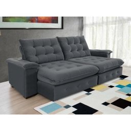 Sofá Coliseu 2.60m Retrátil e Reclinável Super Pillow - Chumbo - 3
