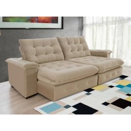 Sofá Coliseu 2.60m Retrátil e Reclinável Super Pillow - Bege - 3