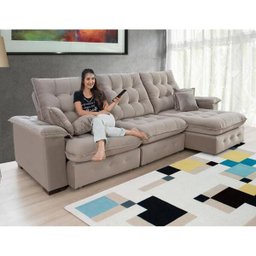 Sofá Coliseu 2.90m Retrátil e Reclinável Super Pillow - Avelã - 1