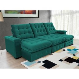 Sofá Coliseu 2.90m Retrátil e Reclinável Super Pillow - Verde - 3