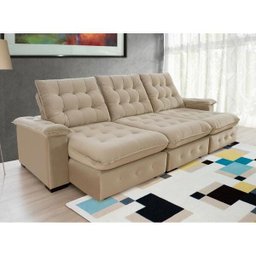Sofá Coliseu 2.90m Retrátil e Reclinável Super Pillow - Bege - 4