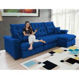 Sofá Coliseu 2.90m Retrátil e Reclinável Super Pillow - Azul - 1