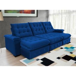 Sofá Coliseu 2.90m Retrátil e Reclinável Super Pillow - Azul - 3