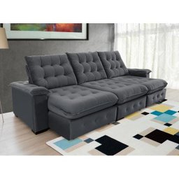 Sofá Coliseu 2.90m Retrátil e Reclinável Super Pillow - Chumbo - 3