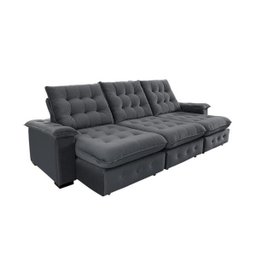 Sofá Coliseu 2.90m Retrátil e Reclinável Super Pillow - Chumbo - 4