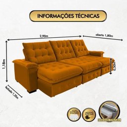 Sofá Coliseu 2.90m Retrátil e Reclinável Super Pillow - Terra - 2