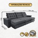 Ver imagem 2 de Sofá Coliseu 3.10m Retrátil e Reclinável Super Pillow - Chumbo