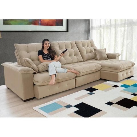 Sofá Coliseu 3.40m Retrátil e Reclinável Super Pillow