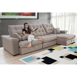 Sofá Coliseu 3.70m Retrátil e Reclinável Super Pillow - Avelã - 1