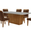 Ver imagem 7 de Mesa para Sala de Jantar Aida 180cm Mdf Canto Copo com Vidro e 6 Cadeiras Carol Moderna Mobília