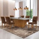 Ver imagem 2 de Mesa para Sala de Jantar Aida 180cm Mdf Canto Copo com Vidro e 6 Cadeiras Carol Moderna Mobília