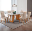 Ver imagem 1 de Mesa de Jantar Carolina 180cm Tampo MDF Vidro Canto Copo com 6 Cadeiras Lisa