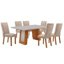 Ver imagem 2 de Mesa de Jantar Carolina 180cm Tampo MDF Vidro Canto Copo com 6 Cadeiras Lisa