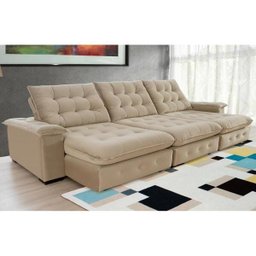Sofá Coliseu 3.70m Retrátil e Reclinável Super Pillow - Bege - 3