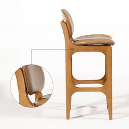 Banqueta Alta Estofada Rafine Madeira Castanho Impermeável Marrom - 2