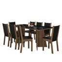 Ver imagem 2 de Conjunto Sala de Jantar Mesa Tampo de Vidro 8 Cadeiras Rustic/preto Justine Madesa