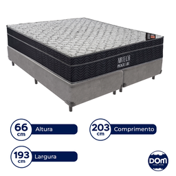 Cama Box Bipartido King Size Cinza e Colchão Airtech Progressive M. Ensacadas Ortobom - 4