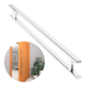 Puxador de Porta 1 Metro Inox 304 Escovado Madeira Vidro