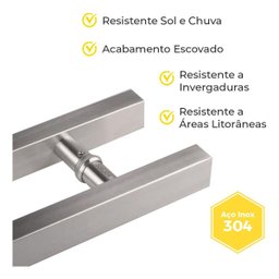 Puxador de Porta 1 Metro Inox 304 Escovado Madeira Vidro - 2
