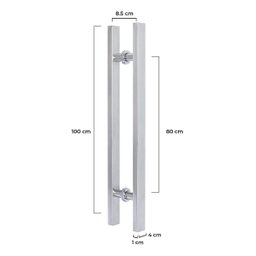 Puxador de Porta 1 Metro Inox 304 Escovado Madeira Vidro - 6