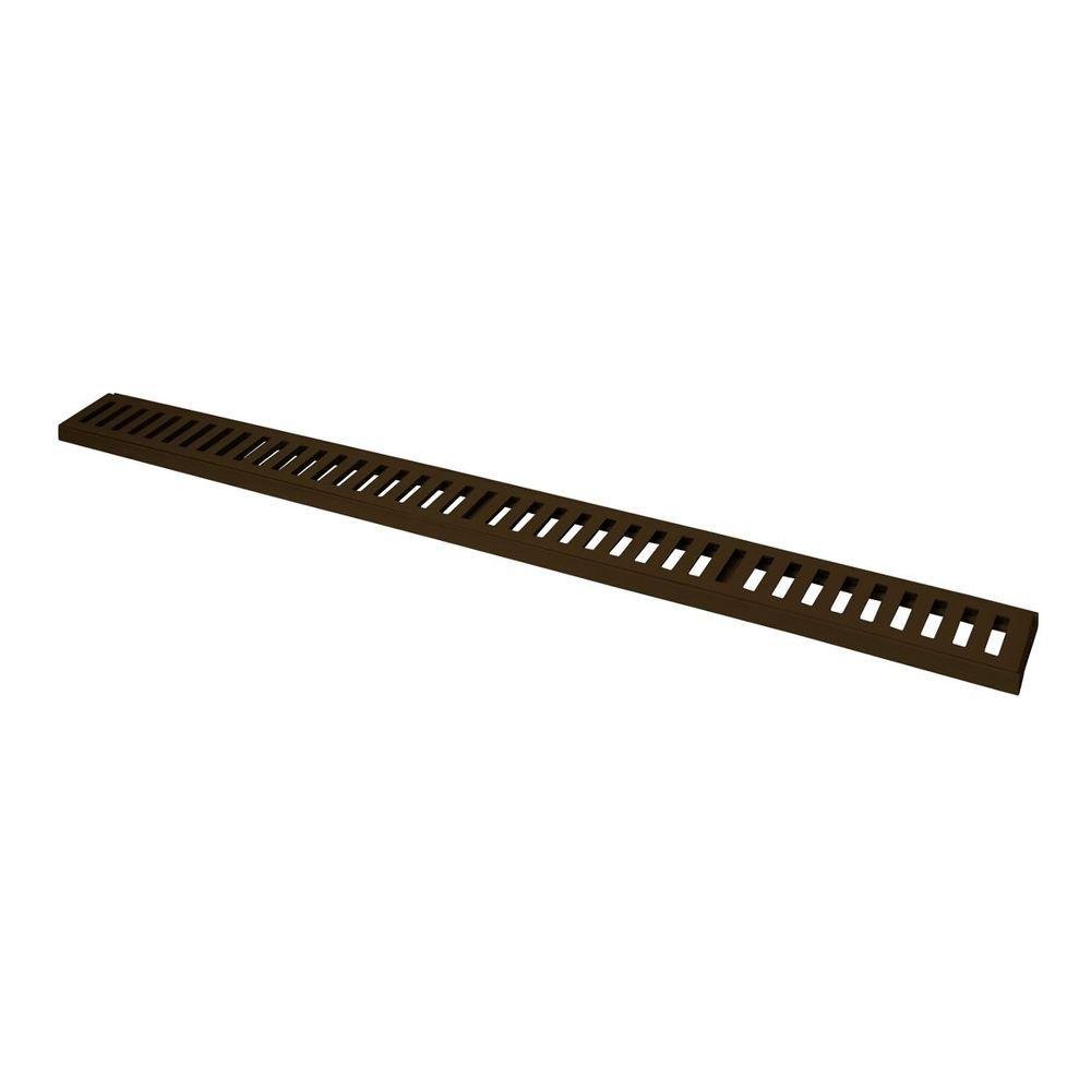 Ralo Grelha Linear com Caixilho em Alumínio Marrom 15x100cm - 1