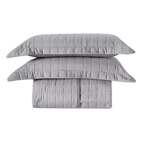 Cobre Leito Casal 2 Porta Travesseiros 300 Fios Basic Cinza