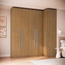 Ver imagem 1 de Guarda Roupa Modulado 100% MDF 2 Peças com Canto Reto 5 Portas Integrato Freijó