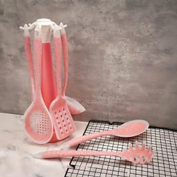 Kit 7 Peças Utensílios Cozinha Silicone Resistente e Durável:rosa - 3