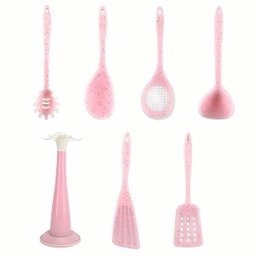 Kit 7 Peças Utensílios Cozinha Silicone Resistente e Durável:rosa - 5