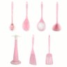 Kit 7 Peças Utensílios Cozinha Silicone Resistente e Durável:rosa - 5