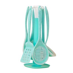 Kit 7 Peças Utensílios Cozinha Silicone Resistente e Durável:rosa - 8