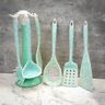 Kit 7 Peças Utensílios Cozinha Silicone Resistente e Durável:rosa - 2