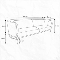 Sofá Luminne 03 Lugares 210cm Base Aço Preto Linho Mesclado Capuccino - CasaePoltrona - 3