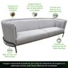 Sofá Luminne 03 Lugares 210cm Base Aço Preto Linho Mesclado Capuccino - CasaePoltrona - 5